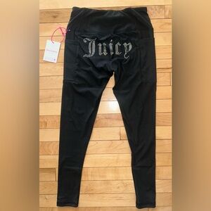 NEW ! NWT JUICY COUTURE Sport OG Big Bling Ankle Stretch Leggings Black Size S